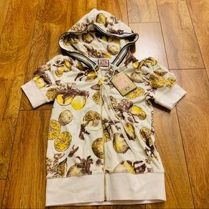 NWT JUICY COUTURE LEMON SHORT SLEEVED HOODIE SZ S
